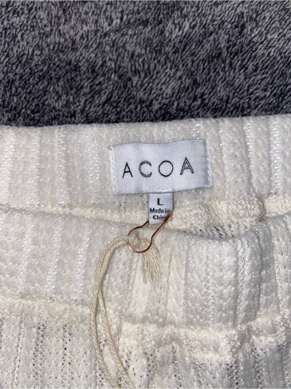 ACOA Cream Ribbed Knit Wide Leg Pants Size Large NWT - Picture 3 of 10